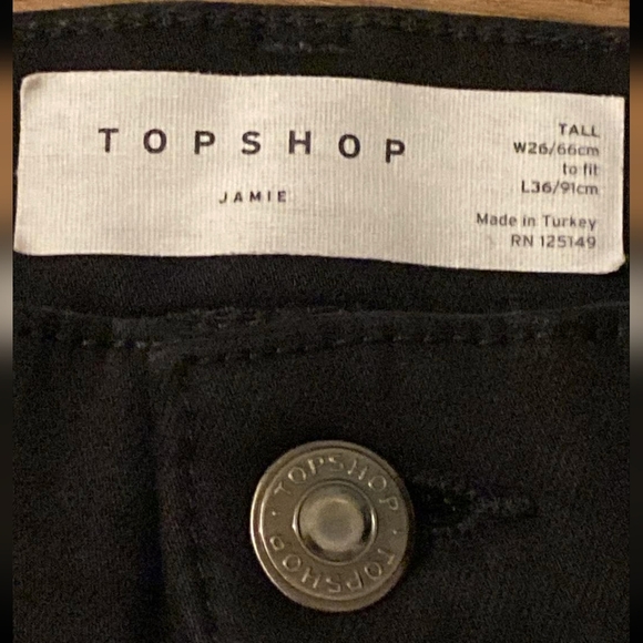 TOPSHOP Jamie Women's Jeans 26W 36L TALL - Black Slim Skinny Leg High Rise - Picture 7 of 13
